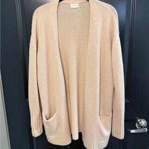 Cozy Light Pink Open-Front Cardigan